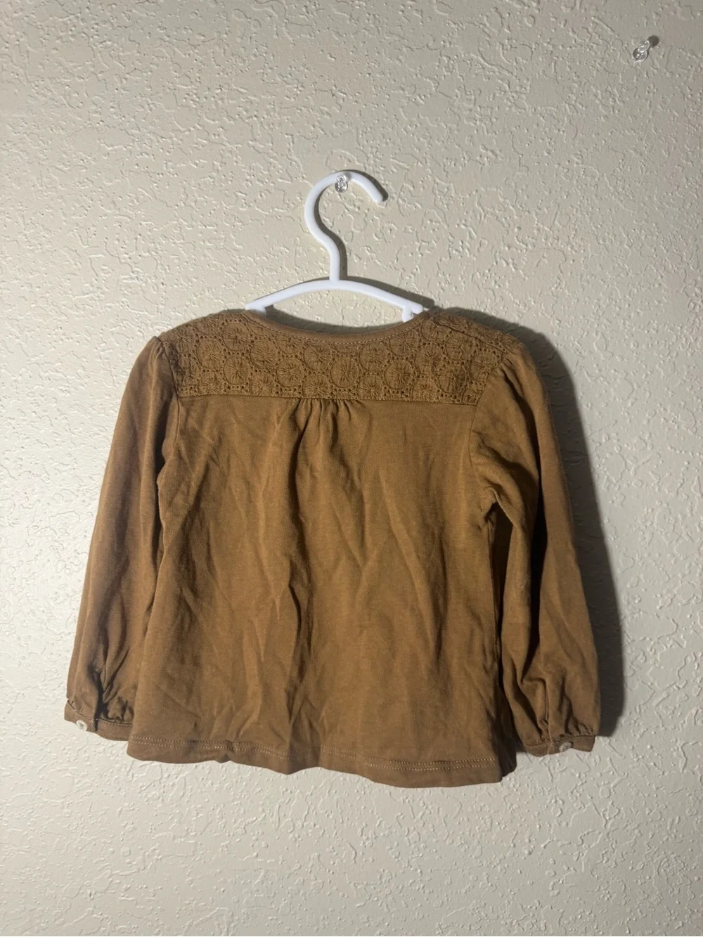 Zara Baby Girl 12-18M Brown Embroidered Long Sleeve Boho Top